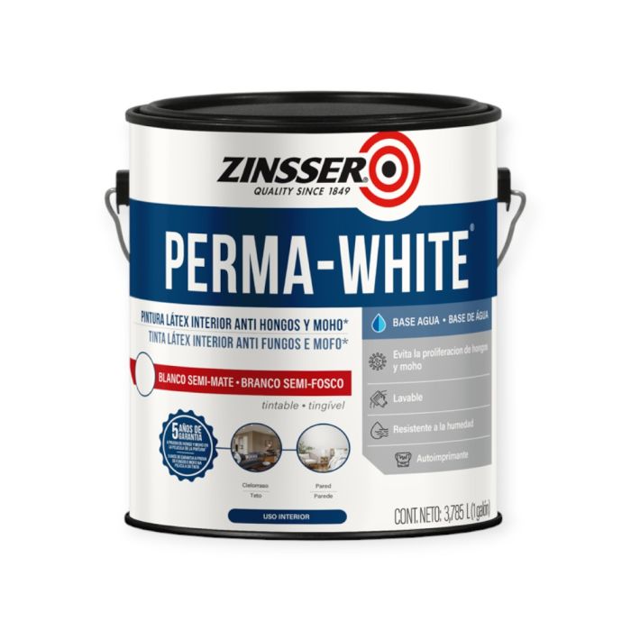 ZINSSER PERMA-WHITE BLANCO SEMI MATE - EGG 3,785L