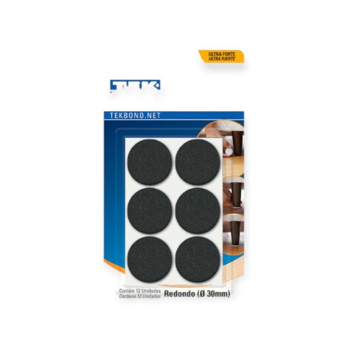 TB FIELTROS ADHESIVOS NEGRO REDONDO 30MM X12U