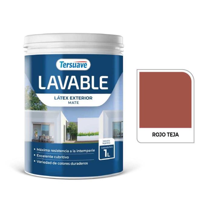 TERSUAVE LAVABLE REV. ACRILICO EXT MATE ROJO TEJA X 1 LT