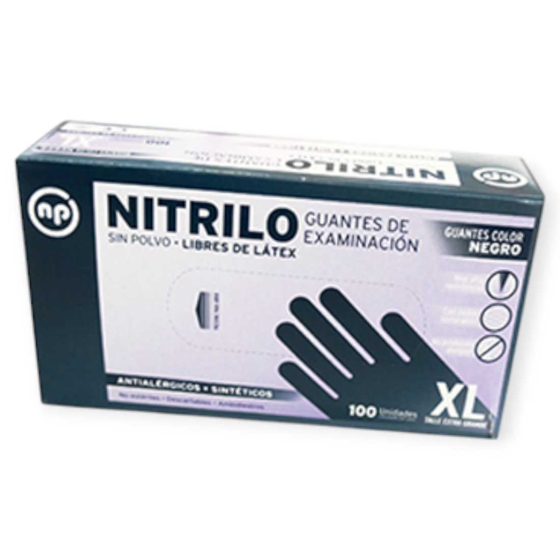 PP GUANTES DE NITRILO NEGRO 100U XL