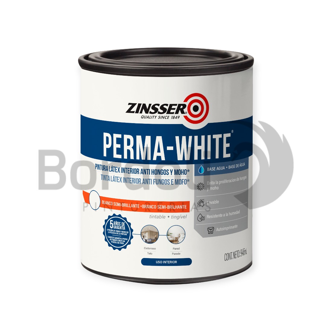 ZINSSER PERMA-WHITE BLANCO SEMI BRILLANTE 0,946L