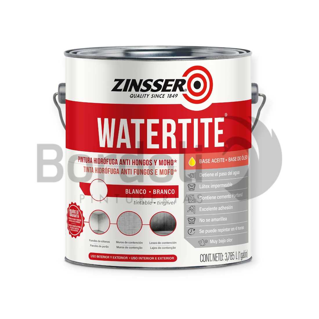 ZINSSER WATERTITE BLANCO MATE 3,785L