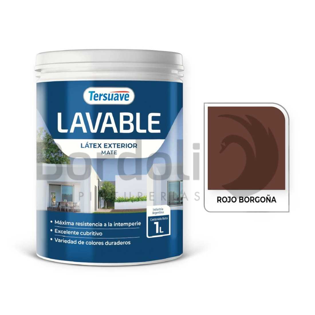 TERSUAVE LAVABLE REV. ACRILICO EXT MATE ROJO BORGONA X 1 LT