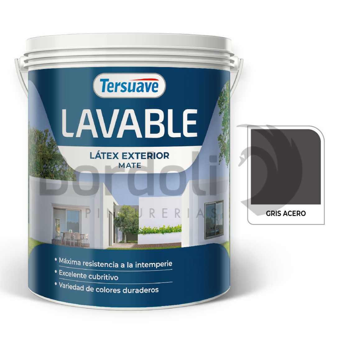 TERSUAVE LAVABLE REV. ACRILICO EXT MATE GRIS ACERO X 4 LT